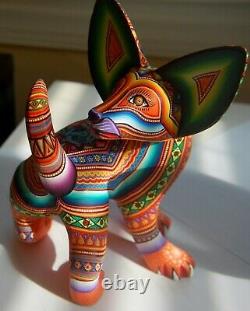 Oaxacan Wood Carvings Lovely Dog Ladybugs Et Autres Décorations Couleurs Vibrantes