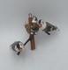 Oiseau Ooak Sculpté En Bois Art Populaire Vintage 3 Chardonnerets Européens Panier Nid 5.5x7