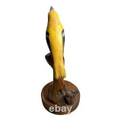 Oiseau en bois sculpté à la main vintage sur support par Engburg