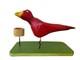 Oiseau Rouge En Bois Sculpté D'art Populaire Vintage De Murray Gallant, Cape Breton, Nouvelle-Écosse