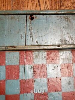 Old Hand Carved/painted Checkers 1800s Jeu De Société Folk Art Primitif