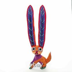 Orange Rabbit Oaxacan Alebrije Wood Carving Mexicain Art Sculpture Peinture