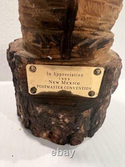 Ours en bois d'art populaire à la tronçonneuse Convention des chefs de bureau Nouveau-Mexique 1999 Rare