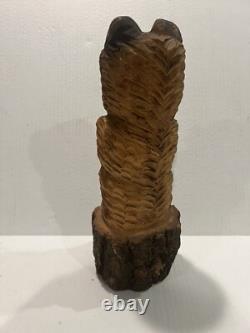 Ours en bois d'art populaire à la tronçonneuse Convention des chefs de bureau Nouveau-Mexique 1999 Rare