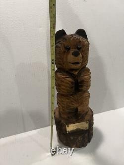 Ours en bois d'art populaire à la tronçonneuse Convention des chefs de bureau Nouveau-Mexique 1999 Rare