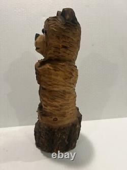 Ours en bois d'art populaire à la tronçonneuse Convention des chefs de bureau Nouveau-Mexique 1999 Rare