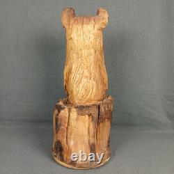 Ours en bois sculpté à la tronçonneuse rustique - Art populaire rural