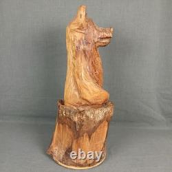 Ours en bois sculpté à la tronçonneuse rustique - Art populaire rural