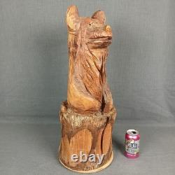 Ours en bois sculpté à la tronçonneuse rustique - Art populaire rural