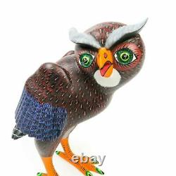 Owl Oaxacan Alebrije Wood Carving Sculpture D'art Populaire Mexicain Artisanale