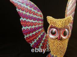 Owl (buho) Alebrije Oaxaca Wood Carving Folk Art Par Sergio Santiago, Texturé