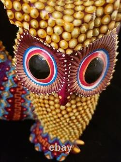 Owl (buho) Alebrije Oaxaca Wood Carving Folk Art Par Sergio Santiago, Texturé