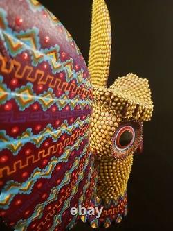 Owl (buho) Alebrije Oaxaca Wood Carving Folk Art Par Sergio Santiago, Texturé