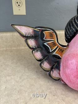 Paire de Chérubins Muraux en Art Populaire Mexicain Vintage Sculptés et Peints à la Main