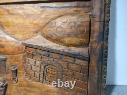Panneau/Plaque en relief en chêne sculpté ancien - Art populaire de la Renaissance de la forêt noire