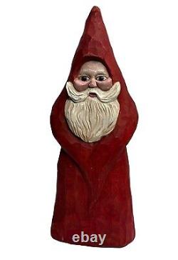 Père Noël sculpté à la main Lewis Brown Jr 1989 Décor de Noël en art populaire signé