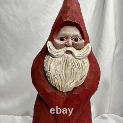 Père Noël sculpté à la main Lewis Brown Jr 1989 Décor de Noël en art populaire signé
