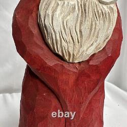 Père Noël sculpté à la main Lewis Brown Jr 1989 Décor de Noël en art populaire signé