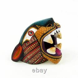 Petite Tête De Jaguar Oaxacan Alebrije Sculpture Sur Bois