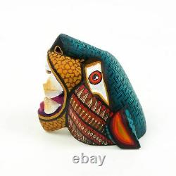 Petite Tête De Jaguar Oaxacan Alebrije Sculpture Sur Bois