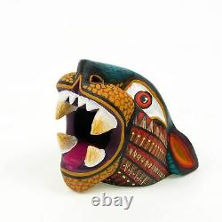 Petite Tête De Jaguar Oaxacan Alebrije Sculpture Sur Bois