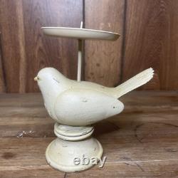 Pièce d'art signée : oiseau en bois sculpté, art populaire, libellule en métal peinte à la main
