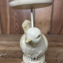 Pièce d'art signée : oiseau en bois sculpté, art populaire, libellule en métal peinte à la main