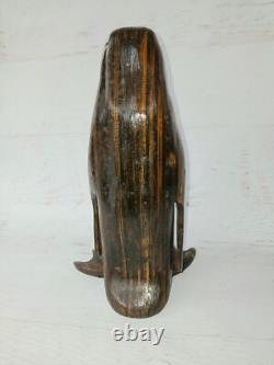 Pinguin en bois lamellé sculpté vintage original MCM art populaire du milieu du siècle