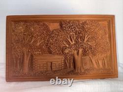 Plaque en bois sculpté par Rupert Kreider, art populaire, rare, unique en son genre, R. Kreider