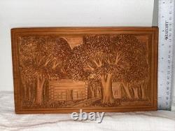Plaque en bois sculpté par Rupert Kreider, art populaire, rare, unique en son genre, R. Kreider