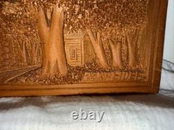 Plaque en bois sculpté par Rupert Kreider, art populaire, rare, unique en son genre, R. Kreider