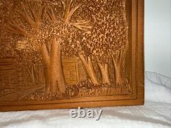 Plaque en bois sculpté par Rupert Kreider, art populaire, rare, unique en son genre, R. Kreider
