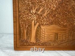 Plaque en bois sculpté par Rupert Kreider, art populaire, rare, unique en son genre, R. Kreider