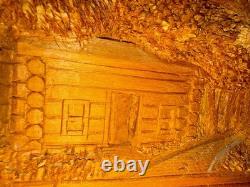 Plaque en bois sculpté par Rupert Kreider, art populaire, rare, unique en son genre, R. Kreider