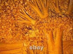 Plaque en bois sculpté par Rupert Kreider, art populaire, rare, unique en son genre, R. Kreider