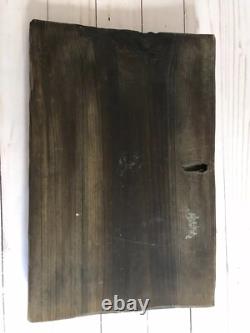 Plaque en relief en bois sculpté d'art populaire ancien, enseignant et étudiant, primitif