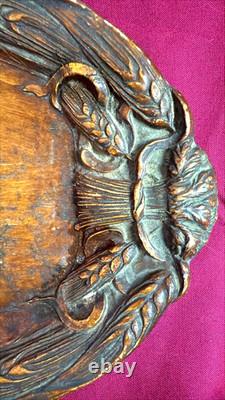 Plaque murale en bois sculptée à la main vintage, relief épis de blé, décoration d'art populaire