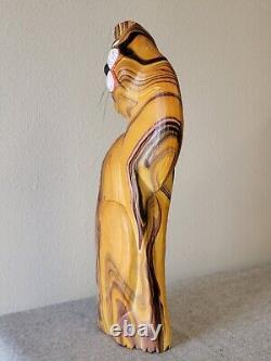 RARE 20 Sculpture en bois d'art populaire de chat Sculpture artisanale sculptée / peinte Statue de chat