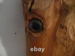 RARE Jesse Aaron Folk Art Sculpture en Bois Taillé à la Main de Taureau Art Outsider 1971