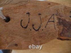 RARE Jesse Aaron Folk Art Sculpture en Bois Taillé à la Main de Taureau Art Outsider 1971