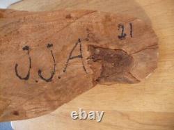 RARE Jesse Aaron Folk Art Sculpture en Bois Taillé à la Main de Taureau Art Outsider 1971