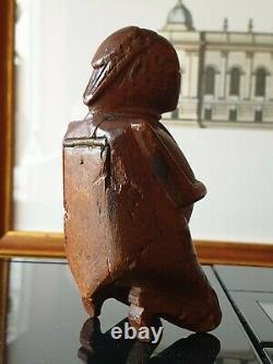 Rare 18thc Antique Treen Carved Snuff Box Carved As A Man Sailor Art Folk Art