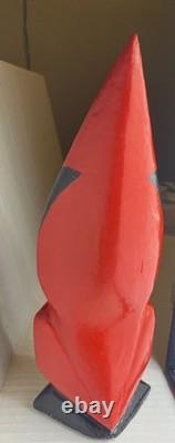 Rare Cardinal Taillé à la Main Vintage Art Populaire Décor Unique et Magnifique