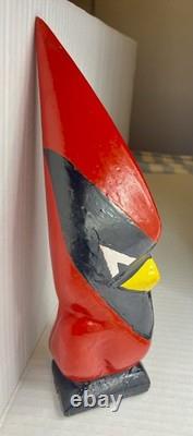 Rare Cardinal Taillé à la Main Vintage Art Populaire Décor Unique et Magnifique