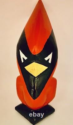 Rare Cardinal Taillé à la Main Vintage Art Populaire Décor Unique et Magnifique