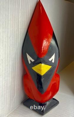 Rare Cardinal Taillé à la Main Vintage Art Populaire Décor Unique et Magnifique