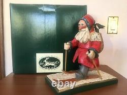 Rare Leo Smith Folk Art Santa Sur Les Skis Avec Box Lt. Ed 1308/1500 Excellent