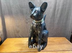 Rare Sculptures Populaires En Bois Sculptées/Peintes à la Main de Chiens/Chats de Don Freedman de Septembre