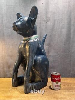 Rare Sculptures Populaires En Bois Sculptées/Peintes à la Main de Chiens/Chats de Don Freedman de Septembre