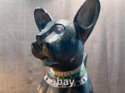 Rare Sculptures Populaires En Bois Sculptées/Peintes à la Main de Chiens/Chats de Don Freedman de Septembre